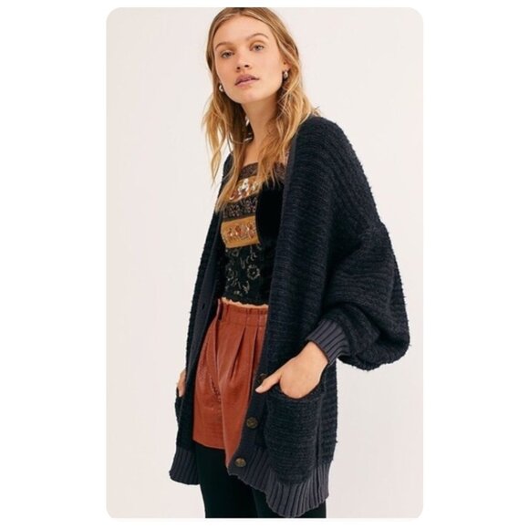 Free People Sweaters - Free People Snow Drop Cardigan in Deep Space Combo sz M